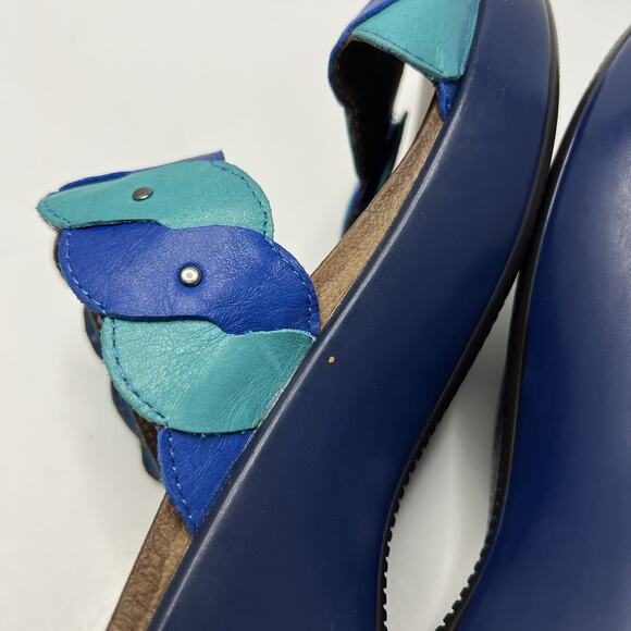 Dansko Sandals Womens 39 Dee Casual Slip On Two Strap Slip On Wedge Slide Blue - Picture 9 of 12